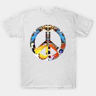 Peace Sign Support Life Humanity Hope Compassion Nature Inspired Psychedelic Kaleidoscope Floral Butterfly Hippie Flower Power T-Shirt